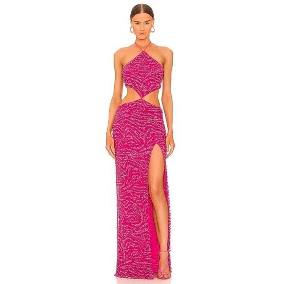 Retrofete Hendrix Dress in Fuchsia Rose Tiger Stripe Fuchsia L - Picture 5 of 9
